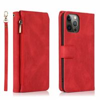 iPhone 14 Plus hoesje - Bookcase - Pasjeshouder - Portemonnee - Rits - Kunstleer - Rood - thumbnail