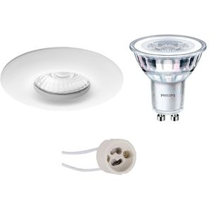 LED Spot Set - Pragmi Luno Pro - Waterdicht IP65 - GU10 Fitting - Inbouw Rond - Mat Wit - Ø82mm - Philips - CorePro 840 36D - 3.5W - Natuurlijk Wit 4000K