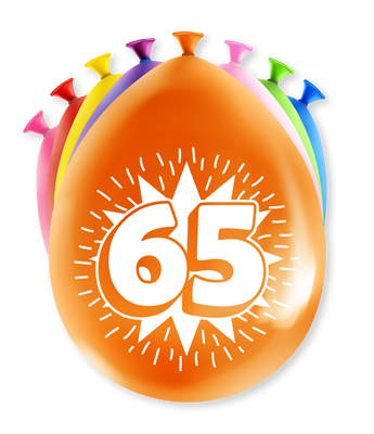 Party Ballonnen Hoera 65 Jaar (8st)