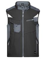 James & Nicholson JN845 Workwear Softshell Vest -STRONG- - Black/Carbon - 4XL