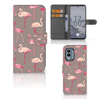 Nokia X30 Telefoonhoesje met Pasjes Flamingo