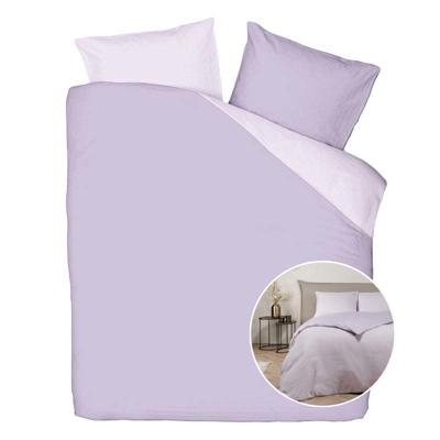 Dekbedovertrek Hotel Two Tone - Eenpersoons (140x200 cm) - Paars Microvezel - Dessin: Effen - Fresh and Co - Dekbed-Discounter.nl