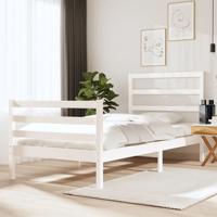 Bedframe massief grenenhout wit 90x190 cm