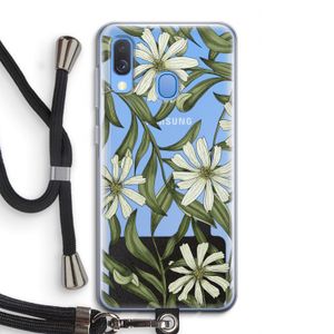 Wit bloemenpatroon: Samsung Galaxy A40 Transparant Hoesje met koord
