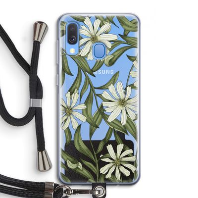 Wit bloemenpatroon: Samsung Galaxy A40 Transparant Hoesje met koord