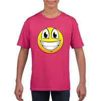 Emoticon t-shirt super vrolijk roze kinderen XL (158-164)  -