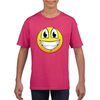 Emoticon t-shirt super vrolijk roze kinderen