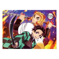 Demon Slayer: Kimetsu no Yaiba Fabric Poster Tanjiro And Kyojuro Rengoku 84 x 118 cm