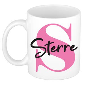 Naam mok Sterre - roze - wit - keramiek - 300 ml - verjaardag/cadeau beker