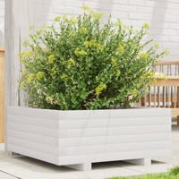 VidaXL Plantenbak 60x60x26,5 cm massief grenenhout wit