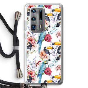 Bloemen tukan: Huawei P40 Pro Plus Transparant Hoesje met koord