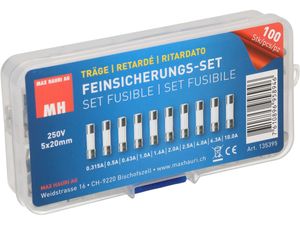 Max Hauri 135395 Buiszekering assortiment (Ø x l) 5 mm x 20 mm Traag -T- Inhoud 100 stuk(s)