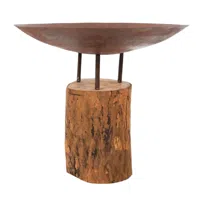 Vuurschaal van cortenstaal met houten sokkel
- Red Fire 
- Kleur: Corten (Roest)  
- Afmeting:  x 60 cm x