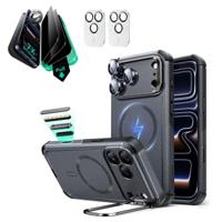 iPhone 17 Pro Max Bundle Cyber Tough Magnetic Case (Camera Control, Stash Stand) and Armorite Privacy Screen Protector - Space Gray