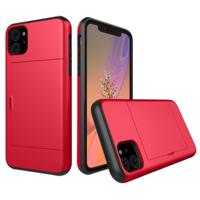 Schokbestendig Rugged Armor beschermhoes met kaartsleuf voor iPhone 11 (rood)