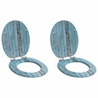 Zachte sluit toiletbril 2 pcs Blauw 44 x 38 cm MDF-plaat