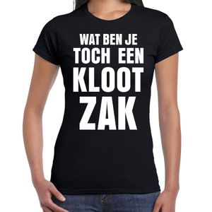 Wat ben je toch een klootzak fun tekst t-shirt zwart dames