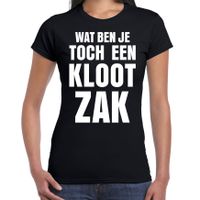 Wat ben je toch een klootzak fun tekst t-shirt zwart dames - thumbnail