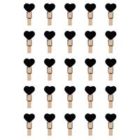 QUVIO Wasknijpertjes hout met hartje 25 stuks - Zwart - thumbnail
