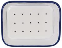 Tade Zeepbakje email met uitlekschaaltje wit/blauw 1 Stuks