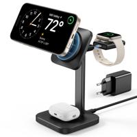 3-in-1 Watch Wireless Charging Set (HaloLock) - Black - EU-Plug - thumbnail