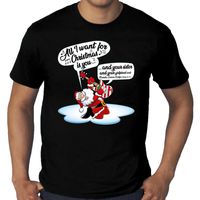 Grote maten kerstborrel shirt  / Fout Kerst  t-shirt met zingende kerstman en gitaar zwart voor heren 4XL  -