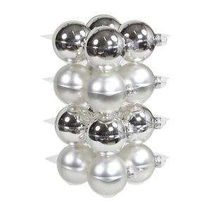 16x Glazen kerstballen mat en glans zilver 8 cm   -