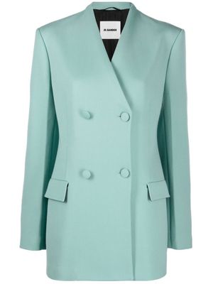 Jil Sander blazer à boutonnière croisée - Bleu