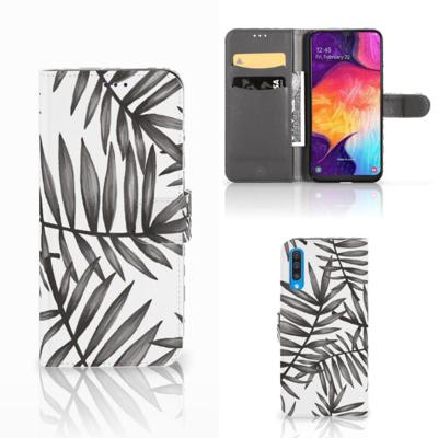 Samsung Galaxy A50 Hoesje Leaves Grey Samsung Galaxy A50 Hoesje Leaves Grey