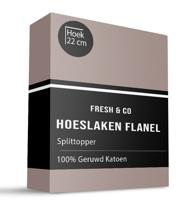 Splittopper Hoeslaken Flanel 180x200 Cm Taupe Zacht Fresh And Co - Dekbed-Discounter.nl