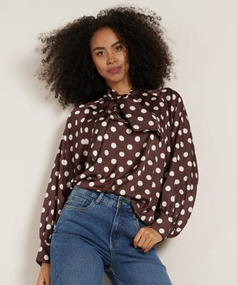 stippen blouse met strik