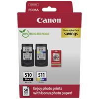 Canon Inktcartridge PG-510/CL-511 Photo Value Pack Origineel 2-pack Zwart, Transparant, Magenta, Geel 2970B017