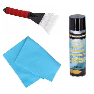 Autoramen IJskrabber - soft grip 25 cm - met ruiten ontdooi spray - en anti-condens doek