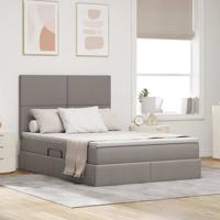 Opslag bed met matras met opslag Taupe 140 x 190 cm Nep Leer