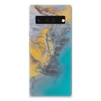 Google Pixel 6 Pro | TPU | Siliconen hoesje | Marble Blue Gold