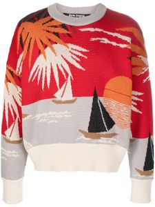 Palm Angels pull crop à motif hawaïen intarsia - Gris