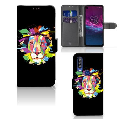 Motorola One Action Leuk Hoesje Lion Color