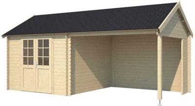 Blokhut met overkapping Fraya 575x275 Platinum Grey-Wit - Outdoor life