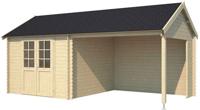 Blokhut met overkapping Fraya 575x275 Platinum Grey-Wit - Outdoor life