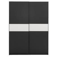 Leen Bakker - Schuifdeurkast Genua - Antraciet/wit - 204x150x60 Cm - Spaanplaat - Zwart#Grijs - 150.6x204x60.3 Cm