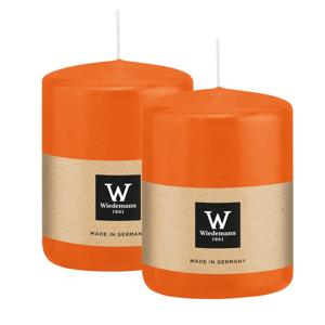 Cilinderkaars/stompkaars - 2x - oranje - 6 x 8 cm - 29 branduren