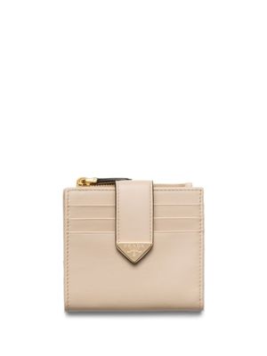 Prada petit portefeuille pliant en cuir - Tons neutres