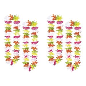 Bloemenslinger/Hawaii krans - 12x - gekleurd - 50 cm - plastic - Hawaii thema feestje