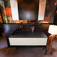 Badkamermeubelset Mondiaz Erin 120 cm met 1 Lade met RIDGE Wastafel Links Urban Zonder Kraangaten Greeploos Mat Linen
