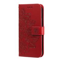 Samsung Galaxy A55 hoesje - Bookcase - Pasjeshouder - Portemonnee - Bloemenprint - Kunstleer - Rood - thumbnail
