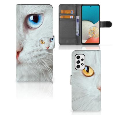 Samsung Galaxy A53 | Telefoonhoesje | Met pasjeshouder | Witte Kat