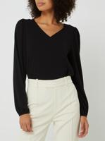 Helena Hart 7654 - Top V-neck Transfer T-shirt Lange Mouw Zwart
