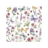 20x Gekleurde 3-laags servetten bloemen en vlinders 33 x 33 cm