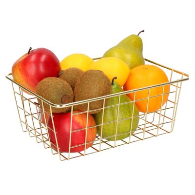 Fruitschaal/fruitmand industrieel metaal goud 24 x 18 x 10 cm