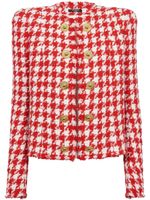 Balmain veste en tweed à motif pied-de-poule - Rouge - thumbnail